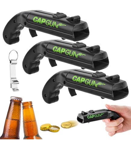 Cap Gun Flaschenöffner – Lustiger Bieröffner Für Partys, Schießt Kronkorken über 5 Meter, 4 Farben