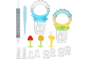 Vicloon Zestaw podajników do żywności dla niemowląt, 2 szt. podajnik żywności dla niemowląt, silikonowy smoczek do ząbkowania świeżych owoców, zabawki do ząbkowania dla niemowląt, podajnik smoczka