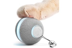 Cheerble Giocattolo intelligente per gatti interattivo, palla di rotolamento che rimbalza automaticamente per gattini interni e gatti, palla peppy con luci e campanello, grigio (Grigio)