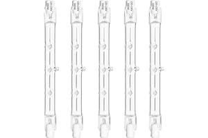 Haraqi 5 Pack 300W R7s Linear Halogen Bulbs,Security Light Bulbs Halogen Light Bulbs 4650lm 2700K 220-240V 118mm Length, Dimmable,Apply for Ceiling Lights,Floor Lamps,Landscape Lighting