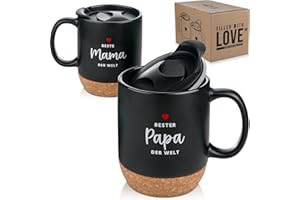 kupi Mama und Papa Geschenke | Tassen aus Keramik 350ml | Weihnachtsgeschenke für Eltern Geschenk | Geschenkset zu Weihnachten