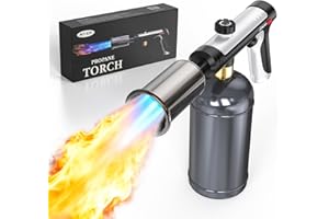 FISHOAKY Powerful Propane Torch Gun/Grill Torch Gun,Flamethrower Gun with Safety Lock,Multi-Use Adjustable Flame Gun for Outdoor BBQ, Steak Searing, Campfire Starting(Propane Tank Not Included)