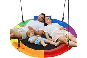 Lischwert Balançoire nid d'oiseau avec coussin, balançoire pour enfant avec corde réglable en hauteur de 120 à 180 cm, capacité de charge jusqu'à 300 kg, balançoire pour l'intérieur et l'extérieur