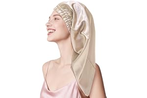 ‎TOWNSSILK townssilk Seidenhaube zum Schlafen, 100% 22 Momme Maulbeerseide, für Damen, luxuriös, atmungsaktiv, sitzt sicher über Nacht & druckfrei, ideal für lange & lockige Haare – Taupe 80cm