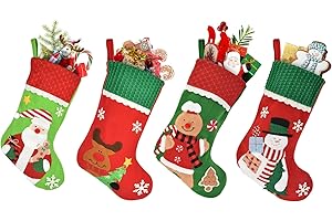 TIAZHAN Skarpet Bożonarodzeniowych, Skarpety Świąteczne Zestaw 4 Sztuk, 42 cm Duże Filcowe Pończochy Świąteczne Z Mikołajem, Bałwanem, Renifer, Wiszącą Torbą Na Prezenty Skarpety Kominek Na Choinkę Ozdoby