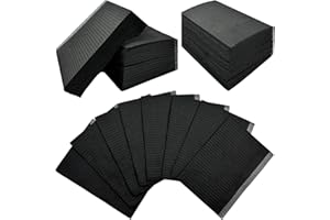 OAOGOD 125PCS Black Disposable Dental Bibs Sheets Cloths-13" x 18",3-Layer Tattoo Nail Table Table Covers Clean Pad,Waterproof Scarf Towel Patient Mats Suitable for Dental clinics Tattoo Parlors