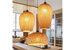 GUANSHAN Handgewebte Bambus Pendelleuchte Doppelschichtiger Lampenschirm Bambusgewebte Hohldeckenleuchte Kronleuchter Deckenleuchte für Bar, Kaffee, Esszimmer, Hotel, Stil 2