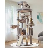 Taoqimiao Large Cat Scratching Trees 72 inch Wide Platforms | Cat House, Metal Hammock, Basket, Cat Tower, 5 Sisal Posts and