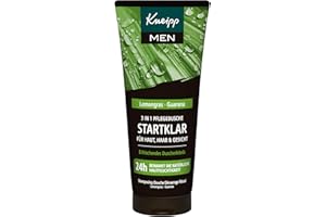 ‎KNEIPP Kneipp MEN 3 in 1 Pflegedusche Startklar – Duschgel für Männer - Für Haut, Haar & Gesicht - Mit ätherischen Ölen und Extrakten aus Lemongras & Guarana - 200 ml