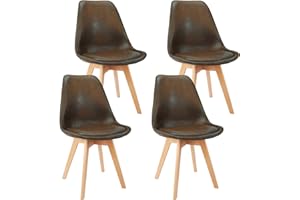 WAFTING 4er Set Esszimmerstühle Mit Sitzkissen und Holzbeinen Für Moderne, Mittelalterliche Restaurants, Räume und Küchen, Braun