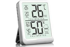 Antonki Room Thermometer, Digital Small Hygrometer Indoor Thermometer Humidity Gauge, Temperature Humidity Meter with Max/Min Record Monitor Sensor for Home, Plants - Battery Included