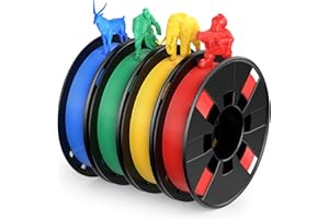 ENTINA Kit di Filamenti PLA per Stampante 3D, Pacchetto di Filamenti PLA da 1,75 mm 4 Colori Rosso/Blu/Giallo/Verde, 200g per Bobina, Totale 1KG, per Stampanti 3D FDM e Penna 3D