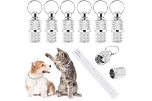 HABNI 6 Piezas Etiquetas De Identificación De Mascotas, Etiqueta De Dirección Collar De Gato Perro, Cápsula De Dirección, Caja Cápsulas Para Mascotas Anti Extraviarse, Identificación Colgante Tag