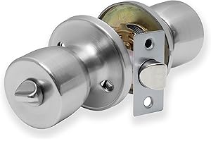 XFORT Tulip Privacy Knob – Poignée à Condamnation pour Portes Intérieures en Bois – Bouton Poignée de Porte pour Salle de bain, WC et Toilettes – Finition Chrome Satiné – Kit Complet