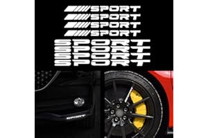 TOMALL 8 Adesivo per Auto Riflettente Cerchi Performance Sport Logo Decal per Auto Camion Paraurti Porta Maniglia Finestra Moto Laptop Decorazione Impermeabile(bianco)