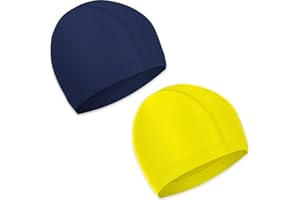OLICKY 2 Piezas Gorros de natación, Unisex elásticos Gorra de Piscina es Adecuada para niños, niñas, Hombres, Mujeres, Cabello Largo y Cabello Corto