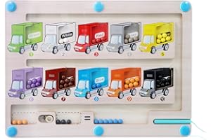 Dokeno Gioco Labirinto Magnetico Montessori in Legno per Bambini 3-5 Anni, Giocattolo Educativo, Sviluppo Motricità Fine, Abbinamento Colori e Numeri, Regalo per Bambini