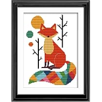 WOWDECOR Kit de broderie au point de croix pour adultes et enfants Motif chat coloré 11 ct