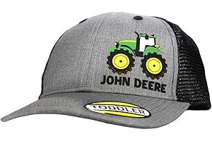 John Deere 3D Rubber Tractor Print Toddler Baseball Hat Cap-Charcoal-One Size