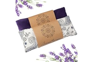 Hihealer Eye Pillow Yoga Meditation Accessories Lavender Aromatherapy Weighted Eye Mask for Sleeping, Yoga, Meditation, Self Care Relaxation Xmas Gifts for Women Mom (White & Purple)