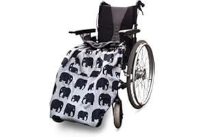 BundleBean - Fleece-Lined Wheelchair Cosy Cover (Grey Elephant) - Adult Size 100% Waterproof Rain Cover for Wheelchair Users, Universal Fit for Manual and Powered Wheelchairs, Easy to Fit, Blanket