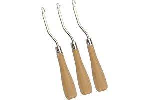 YTBYT Lot de 3 crochets en bois pliés en bois de 6.5 Pouces pour la fabrication de tapis, la conception de perruques et d'autres