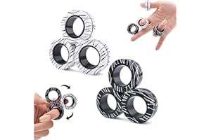 ASIOWELY Anneaux Magnétiques TDAH Jouets Fidget Toys Adultes,6 PCS Cool Fidget Aimant Ring pour Anti Stress Spinner Anneau de Doigt pour Enfants Adolescents Cadeaux pour 3-6-8 + Année Vieux Garçons