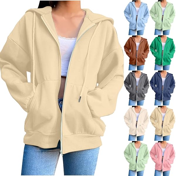 Veste Polaire Femme à Capuche Zippée - Sweat-Shirt Chaud Hiver - Coupe Ample Décontractée - Avec Poches - Taille Grande
