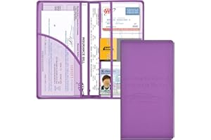 Cacturism Car Registration and Insurance Holder, Vehicle Glove Box Car Organizer Men Women Car Accessories with Magnetic Shut for Cards, Essential Document, Driver License by, Purple