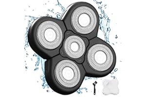 VRMETA Têtes de rechange pour rasoir électrique 5D en acier inoxydable pour homme - Lames de rechange flottantes pour rasoir électrique rotatif (5 têtes (noir)
