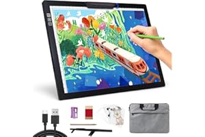 TSOCOS Boîte Lumineuse A4 pour Traçage - Tableau Rechargeable Avec Sac de Transport, Intensité Variable à 6 Niveaux, Tablette Portable Alimentée par Piles