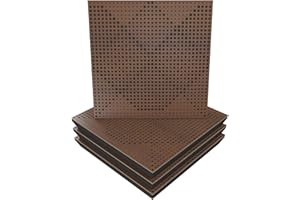 UA ACOUSTICS Lot de 4 panneaux acoustiques à absorption acoustique - 50 x 50 x 5 cm - Absorption - Diffusion - Réflexion - Insonorisation - Bois perforé laminé : (x4 WILDS, Noix)