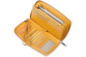 GAEKEAO Portafoglio Donna Grande, Pelle con Blocco RFID Portafogli Donna, Portamonete con Chiusura a Cerniera, Borsellino Idee Regalo