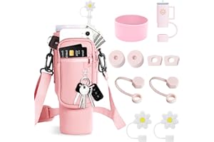 TCRZHHRX Accesorios para Stanley Cup, Bolsa para Stanley Cup, Accesorios Stanley Cup con Bandolera Ajustable, Straw Accessories for Stanley Cup, para Stanley Cup 40oz(Rosa)
