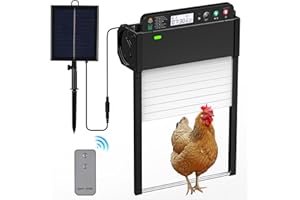 DEHKATA Automatische Hühnerklappe Solar, Elektrische Hühnerklappe Automatisch mit Timer, Lichtsensor, LCD Display, Einklemmschutz Elektrische Hühnerklappe, Hühnertür mit Fernbedienung