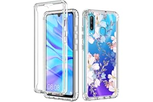 Yoedge para Huawei P30 Lite 6,15" Fundas,360 Grados Transparente y Antigolpes Protector Carcasa,PC Resistente Bumper + TPU Silicona impresión de Vintage Flores Case para Huawei P30 Lite New Edition