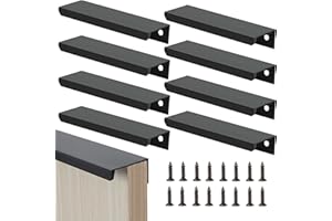 Heveer Czarne uchwyty do szafek kuchennych ukryte uchwyty do szafki 120 mm ze śrubami do drzwi szafki szuflady 8 sztuk