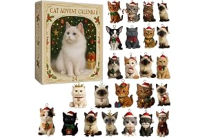 PureBowlic Adventskalender med kattälskare 2025, för 24 akrylfigurer, söt julnedräkning, för träd, semester, för kattägare oc