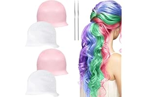 NINFEIQI 2 Set of Highlight Cap and Hook Kit, Highlighting Hair Dye Kit for Color Hair Salon, Silicone Coloring Hat With Hair Picking Hook Needle for Women Men