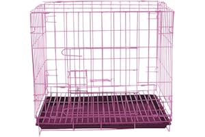 Xpnit Cage pliante en métal pour petit chien et chiot, cage d'intérieur avec plateau anti-mastication pour chiens de petite et moyenne taille, chat, lapin, taille XS, rose