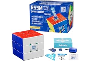 Moyu RS3M V5 3x3 SpeedCube, Professional 3x3 Magic Cube Stickerless RS3M V5 Magnetic Master Cube (Magnetic Dual Adjustment) Gift for Speed Cuber