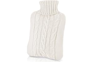HONOSON Hot Water Bottle Soft Knitted Cover Only Without Hot Water Bottle Hot Water Bottle Cover 2L Large Removable Cover Bottle Cover Sleeves for Women Kids Silicone Hot Water Bag, Only Cover (White)