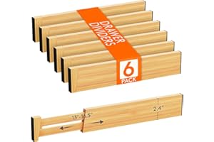 Lifewit Zestaw 6 regulowanych separatorów do szuflad, wysokość 6 cm i długość 31-42 cm, przegroda do szuflad, organizer do szuflad do kuchni/szafek na ubrania/biurka/toaletki