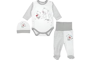 TupTam Baby Mädchen Jungen Bekleidungsset Langarmbody Hose Mütze mit Aufdruck Spruch 3 teilig