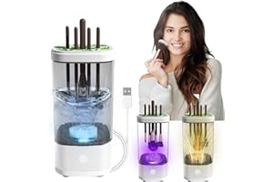 BICREWEER Electric Makeup Brush Cleaner Machine, 2 in 1 Makeup Brush Cleaner and Dryer for Travel Home Use, Automatic Spinning Makeup Brush Cleaner for Makeup Lovers & Professionals
