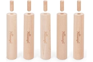 Niteangel Zestaw składający się z szczudeł bukowych do podwyższenia i bezpiecznego mocowania wielokomorowych labiryntów lub platform do kół chomika (zestaw z 5 przedłużonymi szczudłami (5,1" H)