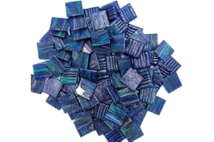 Armena Mosaic stone with gold threads, glass mosaic with copper texture, 2 x 2 cm, 130 g (approx. 43 pieces), green blue