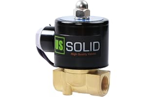 U.S. Solid 12V DC 3/8” G Válvula de solenoide eléctrica Latón Normalmente Cerrado Solenoid Valve Impulsado Directamente para Agua Aire Aceite Diesel Viton Material del sello