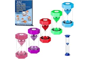 SuLiao Sand Timers 1/2/3/5/10/30 Minute, Plastic Hourglass Sand Timer for Kids, Colorful Large Hour Glass Sand Clock, Visual Sand Watch Sandglass Timer Set for Classroom Games Kitchen Office Desk