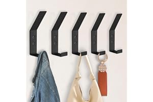 Bosdontek Czarne wieszaki na płaszcze na ścianę, wytrzymałe haczyki na płaszcze montowane na ścianie, haczyki na ręczniki ścienne ze stali nierdzewnej do wieszania płaszcza, metalowe wieszaki ze
